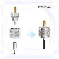 Adaptor Solder koaksial RF UHF PL259 colokan pria baru untuk antena Laptop Radio CB Ham kompatibel RG58 RG142 LMR195 LMR200