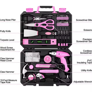 126Pcs Màu Hồng Công Cụ Điện Combo Kit 8V Xoay Điện Tuốc Nơ Vít Tự Làm Hộ Gia Đình Phụ Nữ Phụ Nữ Công Cụ Thiết Lập - Product Image 2