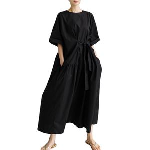 Robe noire femmes <span class=keywords><strong>mi</strong></span>-longueur genou longueur irrégulière Patchwork a-ligne <span class=keywords><strong>jupe</strong></span> été nouvelle <span class=keywords><strong>jupe</strong></span> <span class=keywords><strong>longue</strong></span> à lacets - Product Image 1