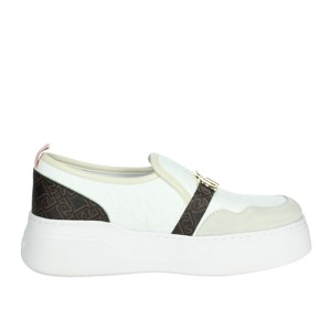 Scarpe basse Slip-On da donna BA4091 PX483 bianco/marrone in vera pelle per la stagione autunnale in pelle con stampa antiscivolo - Product Image 4
