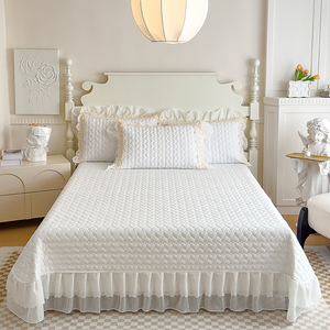 Juego de Ropa de Cama de 4 Piezas con Volantes Delicados y Bordado de Encaje Estilo Francés, Color Blanco Puro, para Primavera y Verano 2026 - Product Image 4