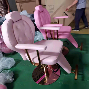 Bán Buôn Của Phụ Nữ Sang Trọng Beauty Styling Elegant Ngả Chiều Cao Điều Chỉnh Màu Hồng + Vàng Barber Chair - Product Image 1