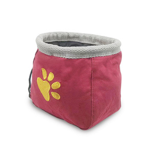 Portable Pet Feeding Bag Foldable Oxford Cloth Dog Treat Waist Bag Rose <b>Red</b> 13.5x8.5x12.5cm Polyester <b>Material</b> - Product Image 4
