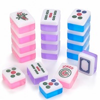 Tuiles de Mahjong Américain en Acrylique Transparent Couleur Gelée – Ensemble de 166 Tuiles Gravées au Laser à Coins Arrondis