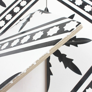 Azulejo Blanco y Negro Nórdico 200x200 Azulejo de piso pequeño Azulejo Retro - Product Image 3