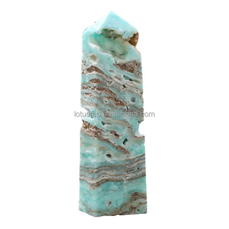 Wholesale Healing Natural Hemimorphite Caribbean Landscape Stone Single Point Crystal Tower Tetrahedral Column Crystal Point