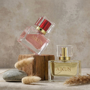 Aikun Low MOQ Fast Response Supply 15ml 25ml 50ml Square Glass Gold Logo Beige <b>Box</b> Perfume <b>Gift</b> Set For Ecommerce Custom Scent - Product Image 2