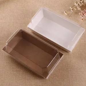 Ventana transparente pasteles pastel caja de embalaje de la bandeja de papel con pet tapa