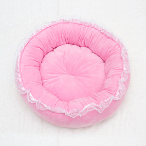 Pink Round Cat <b>Bed</b> Soft Velvet Pet Sleeping Nest For Indoor Cats Winter Warm <b>Comfortable</b> House - Product Image 5