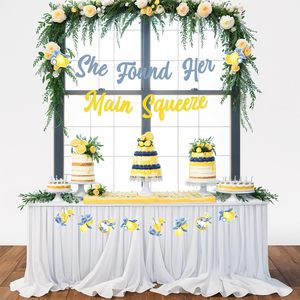 ชุดตกแต่งงานเลี้ยงสละโสดสีเลมอนและสีฟ้า พร้อมป้าย "She <span class=keywords><strong>Found</strong></span> Her Main Squeeze" อุปกรณ์สำหรับงานปาร์ตี้สละโสดสำหรับเจ้าสาว - Product Image 6