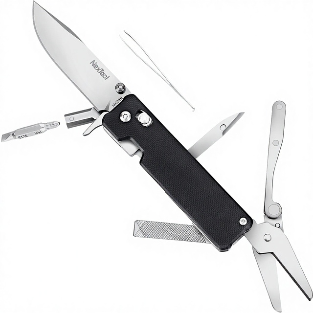 NexTool Knight K30 Axis Lock Tanto Blade Folding Pocket Knife 11-in-1 EDC Camping Hiking Survival G10 Handle 14C28N Steel