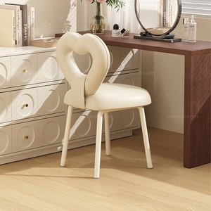 Heart Shape Makeup Chair Yellow Fleece Upholstery White Legs Bedroom Dressing <b>Stool</b> For Adults And <b>Children</b> - Product Image 4