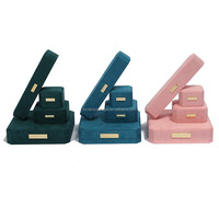 Hochwertige FENFEN YUANJIAO Achteckige Grün-Blaue Maßgefertigte Schmuckbox Samt-Set für Ringe Verpackung für Armbänder und Halsketten