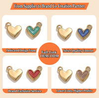 Pendentifs breloques étanches en acier inoxydable plaqué or 18 carats PVD émaillé 9x9mm motif Pêche Amour Goutte d'huile pour accessoires de collier de téléphone portable DIY