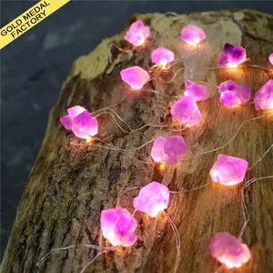 Light Led Natural Crafts Fairy Crystal, Divine Agate Lampwork Decorative Amethyst String Lights
