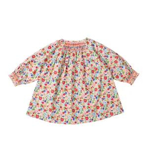 Baumwolle Baby Girl Kleid Herbst/Winter Kind, Smocking Smocked Kleid SD22003