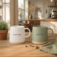 Taza de Cerámica Mate con Logotipo Personalizado, Base de Arcilla Natural sin Esmaltar, Taza de Café Artesanal de Dos Tonos, OEM ODM al por Mayor