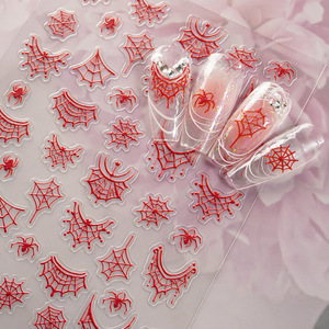 Pegatinas 5D en relieve de moda para uñas de Halloween, calcomanías estéreo de telaraña dorada partida para decoración de uñas, fundas de teléfono y manualidades DIY - Product Image 3