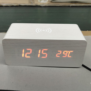 Sạc Không Dây Cho Điện Thoại Di Động Với Đồng Hồ Nhiệt Độ Âm Thanh Điều Khiển Phổ LED Kỹ Thuật Số Đồng Hồ Báo Thức Không Dây Sạc Bàn Đồng Hồ - Product Image 6