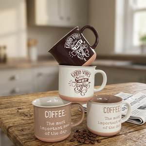 Taza de Leche de Cerámica Esmaltada con Logotipo Personalizado Impreso en Serigrafía, Diseño Nuevo 2026, Capacidad de 14-16 oz, Estilo Clásico para Fiestas - Product Image 1