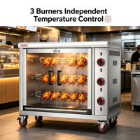 Équipement de restaurant d'hôtel Four de rotesserie électrique pour le poulet avec la machine de BBQ de rotisserie 3rod