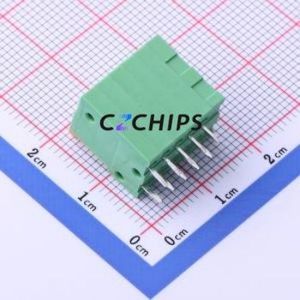 JL141V-25405GA1 Spring Terminal Block Through hole Component (THT),P=2.54mm Connector 1x5P 2.54mm Green Through Hole - Product Image 2