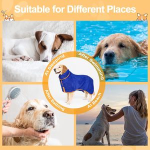 Peignoir pour chien à séchage rapide, super absorbant, chaud et douillet, <span class=keywords><strong>serviette</strong></span> de séchage pour animaux de compagnie après le bain ou la baignade, robe douce et confortable pour chiens - Product Image 4