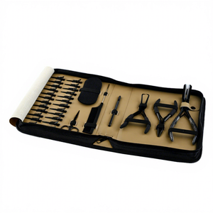 Hair Extension Tools Kit with Tape In Pressing Plier, 3 Hole Micro Bead <b>Crimping</b> Tool, Thread Scissors and Sectioning Clips - Product Image 1