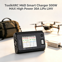 Chargeur intelligent ToolkitRC M6D 500W MAX haute puissance 30A LiPo LiHV avec écran IPS 2,4 pouces pour batteries 1-6S, accessoires pour drones FPV