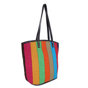 Bolsa de Lona a Rayas Coloridas de Alta Calidad, Estilo Bohemio, para Compras, Uso en Todas las Estaciones, de la India, a Precio de Mayoreo - Product Image 3