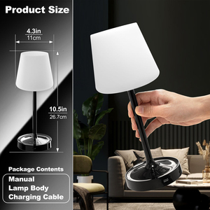 Lampe de table sans fil rechargeable et étanche, lumière de douche portable à intensité variable, lampe de chevet extérieure pour chambre, cuisine, camping - Product Image 4