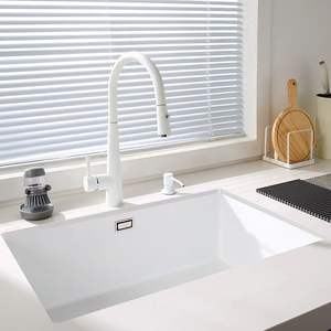 Fregadero de cocina bajo encimera de acero inoxidable 304 blanco grande de un solo tazón, fabricado a máquina con superficie nano, para el hogar - Product Image 2