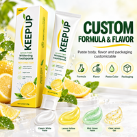 Dentifrice blanchissant aromatisé au citron fabriqué sur mesure, rafraîchit l'haleine, élimine les odeurs, sans fluor.