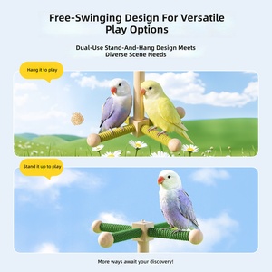 PAIPET - Juguete Interactivo para Pájaros con Tablero de Madera Natural, <span class=keywords><strong>Gimnasio</strong></span> para Loros con Escalera para Trepar y Columpios para Periquitos - Product Image 4