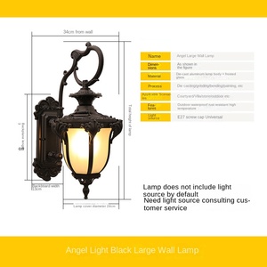 เชิงเทียนติดผนังกลางแจ้งทำจากอลูมิเนียมปรับ IP44ได้โคมไฟแก้ว LED แนว E27ย้อนยุคดีไซน์ติดผนังกันน้ำ - Product Image 6