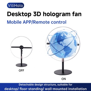 Ventilador Holográfico 3D Transparente de Acrílico Redondo para Escritorio, Pantalla Holográfica Clara para Mostrador de Venta y Exhibición de Productos - Product Image 4