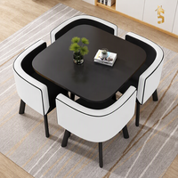 Vente Flash Usine : Ensemble Meubles de Salle à Manger avec Table et Chaises, Piétement Métallique, 5 Pièces pour Cuisine et Salle à Manger