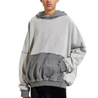 Sweat à capuche oversize en coton épais brodé pour homme, style streetwear, avec poche et coutures inversées, style hip-hop