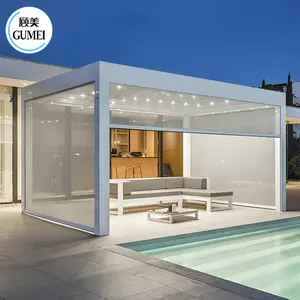 Motorised Luxury Modern Outdoor Pergola Aluminium Waterproof Louvered Roof Bioclimatic Pergola For Sunshade