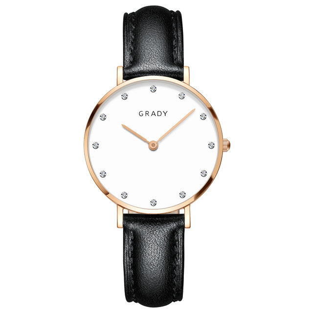Lady Luxury Quartz Analog Watch Steel Leather Strap Waterproof Fashion Business Style Women Watch
