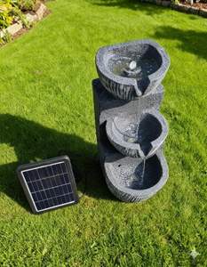 Fontaine solaire de jardin à <span class=keywords><strong>3</strong></span> niveaux en cascade, design bol, cascade extérieure en résine, lumières résistantes à la décoloration, sans câblage - Product Image 3