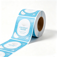 Étiquettes personnalisées pour eau de coco, autocollantes, avec illustration dessinée à la main, pour emballage de bouteilles en verre de boissons électrolytiques