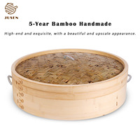 Fabriqué à la main Commercial grand bambou vapeur 304 anneau en acier inoxydable vapeur panier Pot pour boulettes Dim Sum Bao petits pains riz nourriture