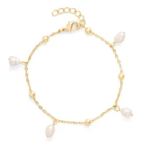 Gemnel italian design wholesale 925 sterling silver gold plated beads and pearl adjustable bracelet girl