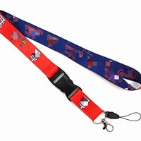 Lanière longue à transfert thermique dégradé, motif équipe de baseball américaine, avec boucle métallique, pour badge de travail mobile et porte-clés, vente en gros, en stock