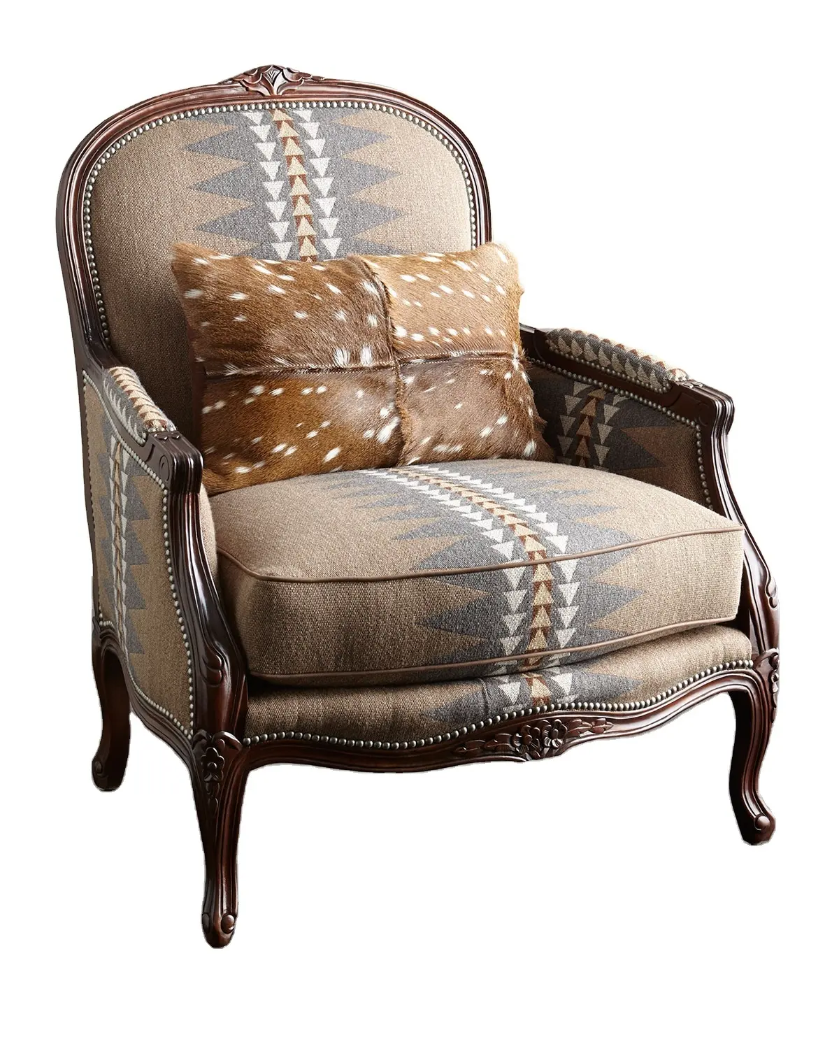 Meubles rétro Cadre en bois de haute qualité avec chaise en tissu rembourré