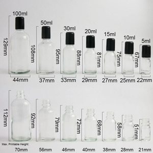 5Ml 10Ml 15Ml 20Ml 30Ml Dầu Thủy Tinh Trong Suốt Cuộn Trên Chai 50Ml 100Ml Với Bóng Lăn Thủy Tinh Và Nắp Màu Đen Trắng - Product Image 3