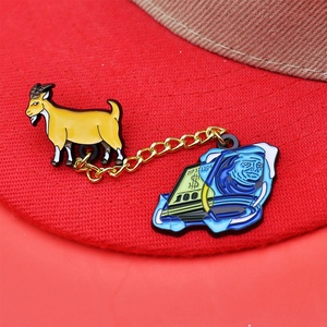 Hot Selling Factory Spot Paint Metal New Age Mexican <b>Hat</b> <b>Pin</b> Rhinestone Anime Baseball <b>Pin</b> Lapel Hard Enamel Badge - Product Image 4