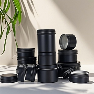 Black Aluminum Aroma Candle Pot Empty Cosmetic Pomade Container Metal <b>Tea</b> Packing <b>Box</b> Tin Cans for Candies and Jars - Product Image 1
