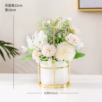 Bonsaï de fleurs artificielles pour mariage, fleurs simulées en pot, plante artificielle avec panier en céramique